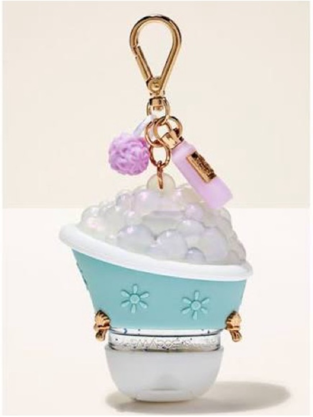 Bath & Body Works Bubble Bath Pocketbac Holder Keychain Charm with Pink Accents - Picture 1 of 2
